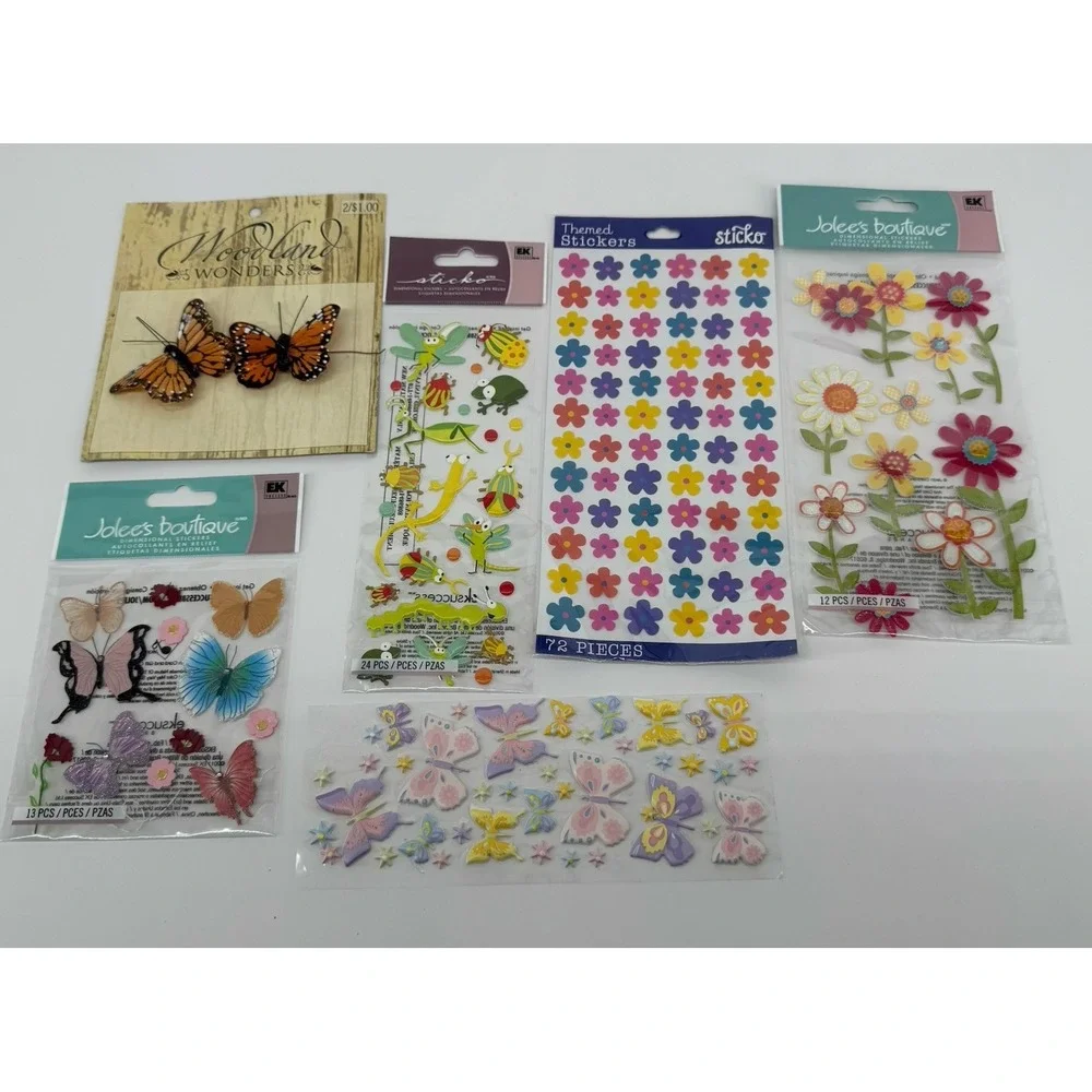Scrapbook Embellishment Sticker Lot Butterflies Flowers Bugs Jolee's Boutique